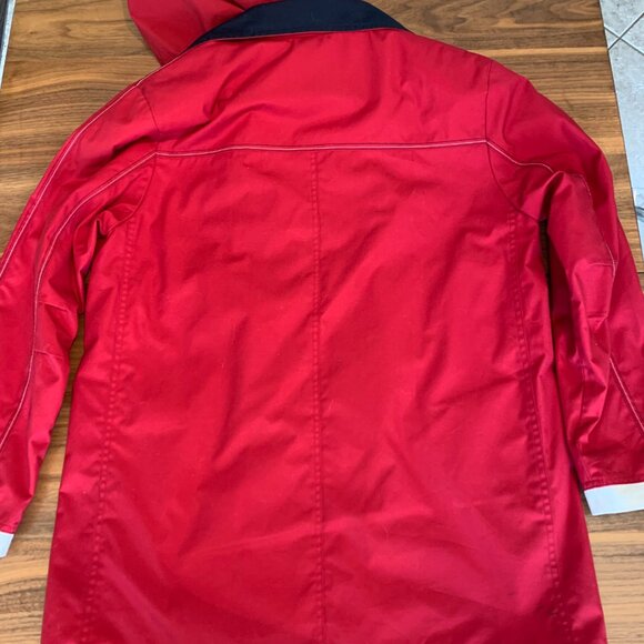 Thunder Bay rain jacket sz 8, cherry red, hood, patch pockets, lined, - Picture 2 of 16